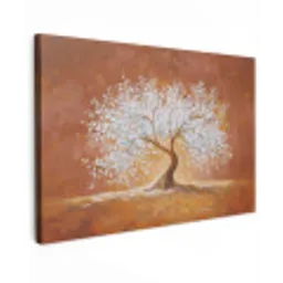 Abstract - Boom - Wit - Bladeren canvas 2cm klein -z3d
