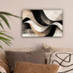 Abstract - Golven - Zwart - Verweerd canvas 2cm klein -sfeer1