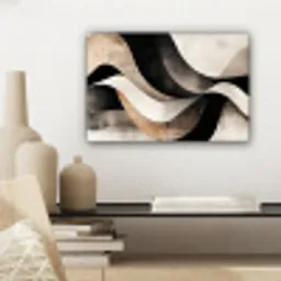 Abstract - Golven - Zwart - Verweerd canvas 2cm klein -sfeer6