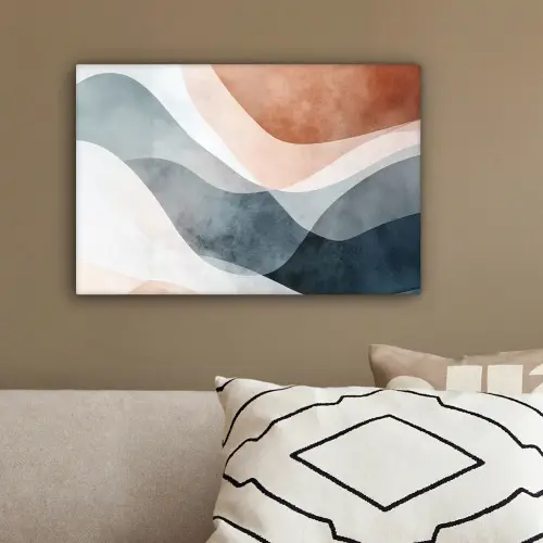 Abstract - Golven - Blauw canvas 2cm klein -sfeer3