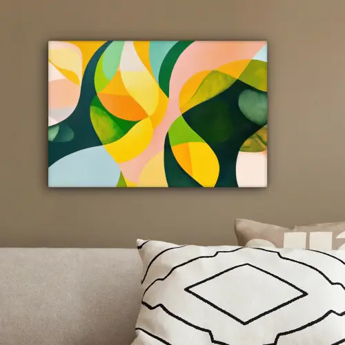 Abstract - Geel - Roze - Groen canvas 2cm klein -sfeer3