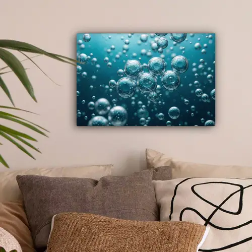Luchtbellen - Dynamisch - Blauw canvas 2cm klein -sfeer1