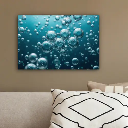 Luchtbellen - Dynamisch - Blauw canvas 2cm klein -sfeer3