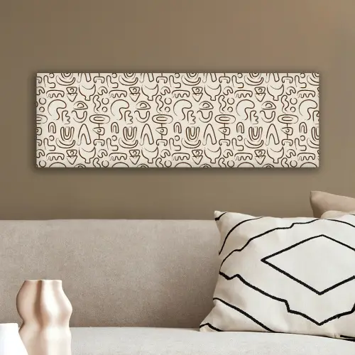 Abstract - Beige - Patroon - Donkerbruin canvas 2cm klein 828 -sfeer3