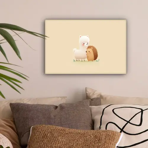 Alpaca - Egel - Bruin - Knuffelen canvas 2cm klein -sfeer1