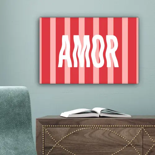 Amor - Strepen - Rood - Roze canvas 2cm klein -sfeer4