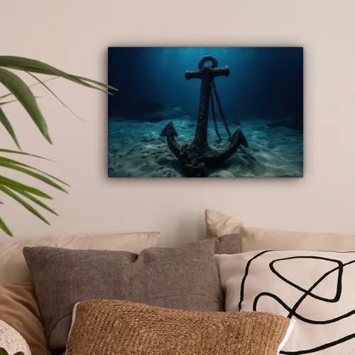 Anker - Ijzer - Zeebodem - Zand canvas 2cm klein -sfeer1