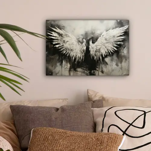 Engel - Vleugels - Zwart - Wit canvas 2cm klein -sfeer1