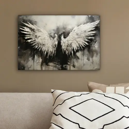 Engel - Vleugels - Zwart - Wit canvas 2cm klein -sfeer3