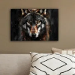 Dieren - Wolf - Portret - Zwart - Bruin canvas 2cm klein -sfeer3