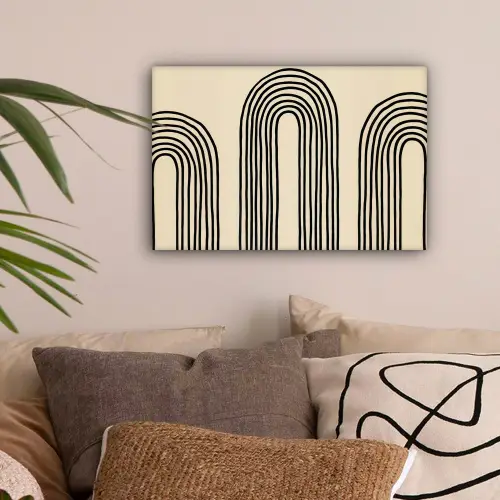 Boogvormen - Zwart - Strak canvas 2cm klein -sfeer1