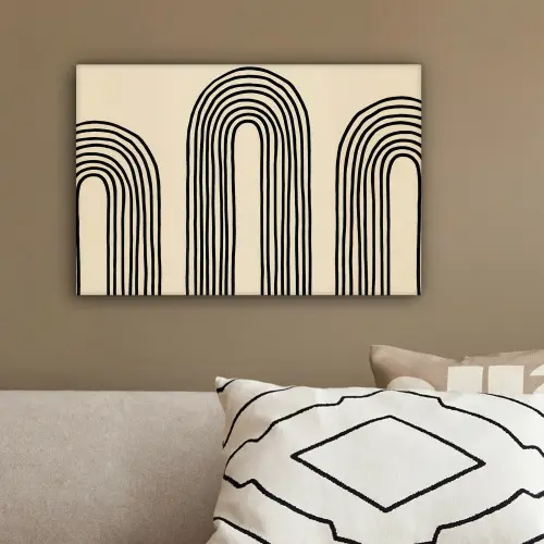 Boogvormen - Zwart - Strak canvas 2cm klein -sfeer3