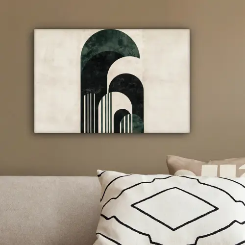 Bogen - Donkergroen - Lijnen canvas 2cm klein -sfeer3