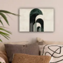 Bogen - Donkergroen - Lijnen canvas 2cm klein -sfeer1