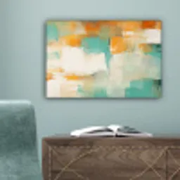 Kunst - Abstract - Blauw - Wit canvas 2cm klein -sfeer4