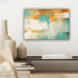 Kunst - Abstract - Blauw - Wit canvas 2cm klein -sfeer6