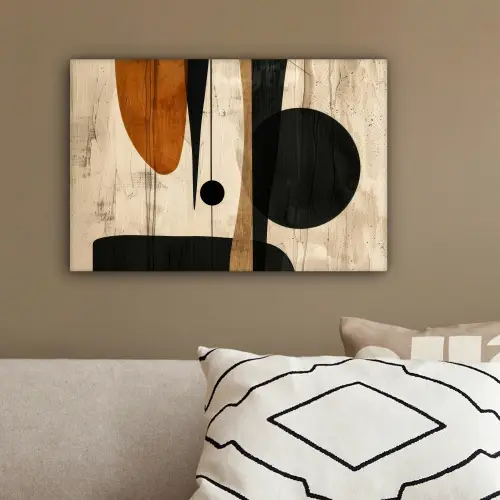 Kunst - Beige - Zwart - Modern canvas 2cm klein -sfeer3