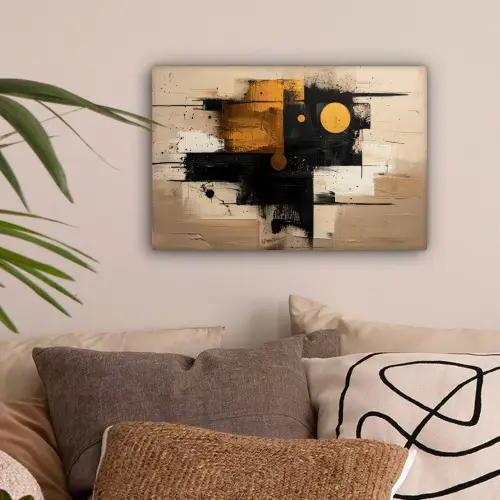 Kunst - Beige - Modern - Goud canvas 2cm klein -sfeer1