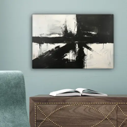 Kunst - Zwart - Modern - Wit canvas 2cm klein -sfeer4
