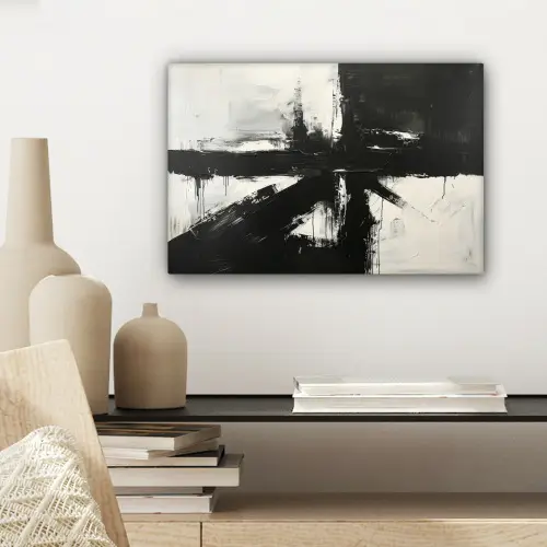 Kunst - Zwart - Modern - Wit canvas 2cm klein -sfeer6