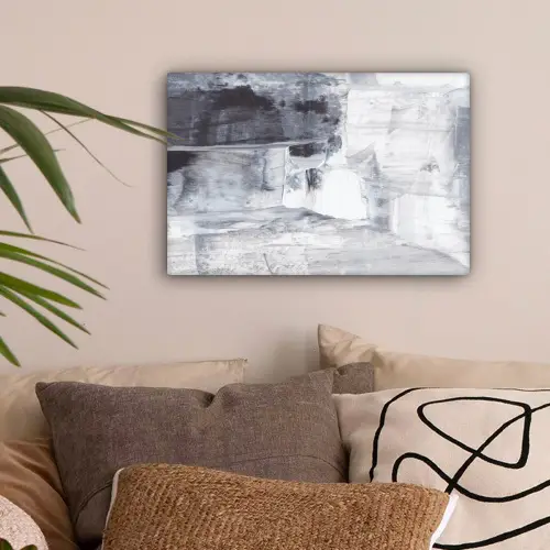 Kunst - Verf - Wit - Zwart - Grijs canvas 2cm klein -sfeer1