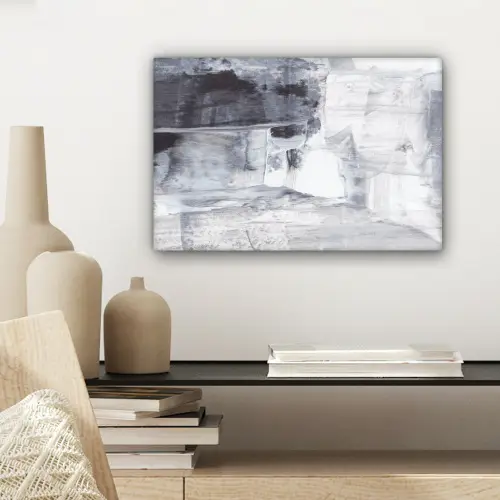 Kunst - Verf - Wit - Zwart - Grijs canvas 2cm klein -sfeer6