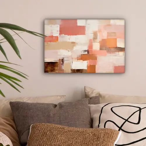 Kunst - Roze - Abstract canvas 2cm klein -sfeer1