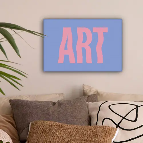 Art - Roze - Blauw canvas 2cm klein -sfeer1