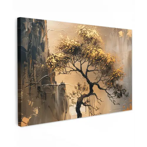 Kunst - Boom - Goud - Modern canvas 2cm klein -z3d