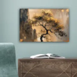 Kunst - Boom - Goud - Modern canvas 2cm klein -sfeer4