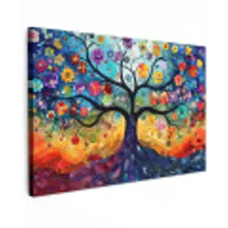 Kunst - Levensboom - Bloemen - Hippie canvas 2cm klein -z3d