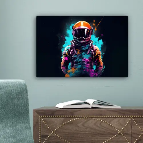 Astronaut - Neon - Gaming - Ruimte canvas 2cm klein -sfeer4