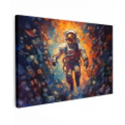 Astronaut - Neon - Oranje - Ruimte canvas 2cm klein -z3d