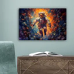 Astronaut - Neon - Oranje - Ruimte canvas 2cm klein -sfeer4
