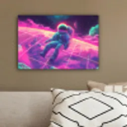 Astronaut - Neon - Roze - Wolken canvas 2cm klein -sfeer3