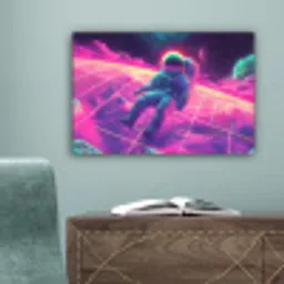 Astronaut - Neon - Roze - Wolken canvas 2cm klein -sfeer4