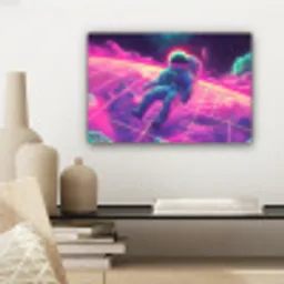 Astronaut - Neon - Roze - Wolken canvas 2cm klein -sfeer6