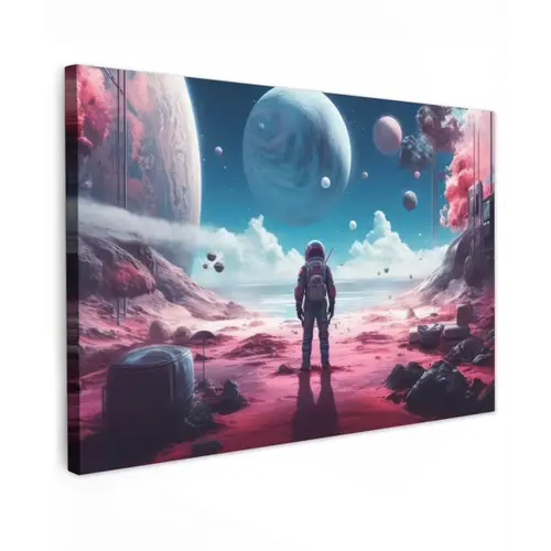Astronaut - Ruimte - Planeten - Wolken canvas 2cm klein -z3d