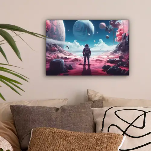Astronaut - Ruimte - Planeten - Wolken canvas 2cm klein -sfeer1