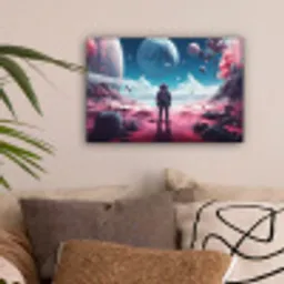 Astronaut - Ruimte - Planeten - Wolken canvas 2cm klein -sfeer1