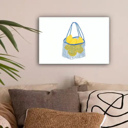 Tas - Blauw - Citroenen - Illustratie canvas 2cm klein -sfeer1
