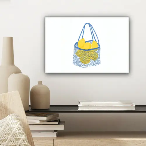 Tas - Blauw - Citroenen - Illustratie canvas 2cm klein -sfeer6