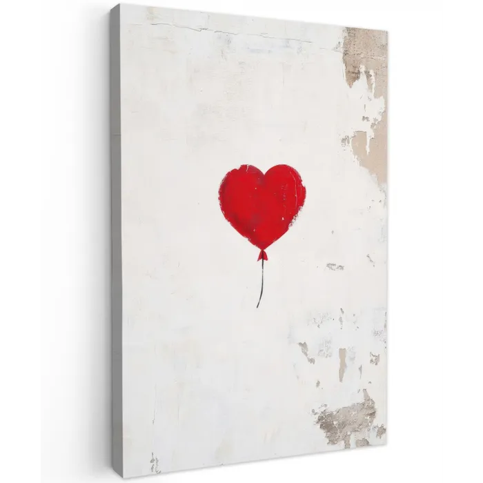 Ballon - Rood - Hart canvas 2cm klein -z3d