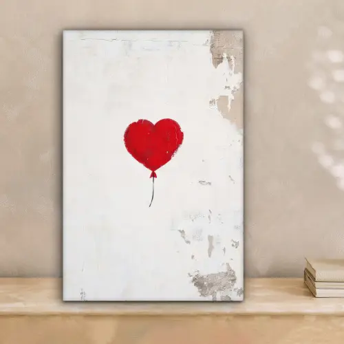 Ballon - Rood - Hart canvas 2cm klein -sfeer1