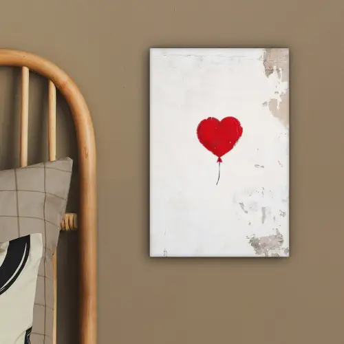 Ballon - Rood - Hart canvas 2cm klein -sfeer3