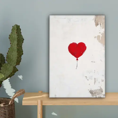 Ballon - Rood - Hart canvas 2cm klein -sfeer4