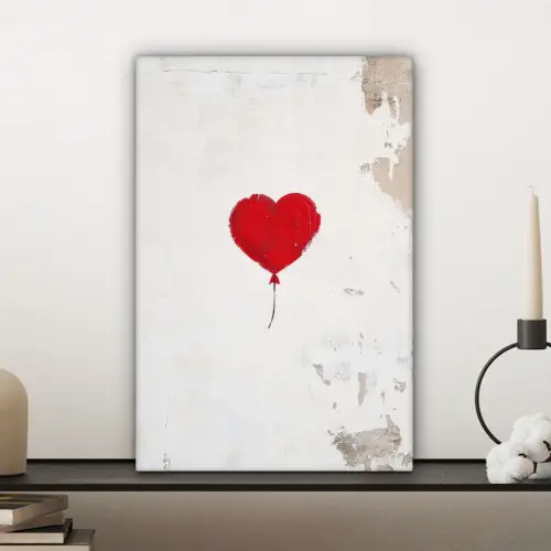 Ballon - Rood - Hart canvas 2cm klein -sfeer6