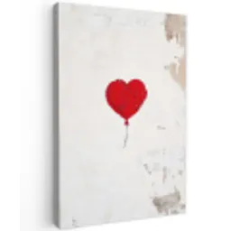 Ballon - Rood - Hart canvas 2cm klein -z3d