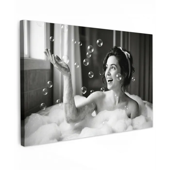 Bad - Bubbels - Zwart - Wit canvas 2cm klein -z3d