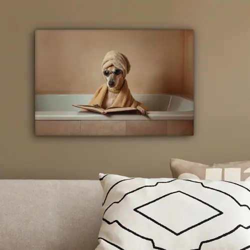 Bad - Hond - Boek - Zonnebril canvas 2cm klein -sfeer3